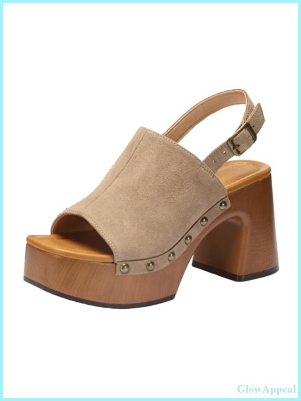 Studded Faux Suede Platform Mules Women's Chunky Heel Sandals